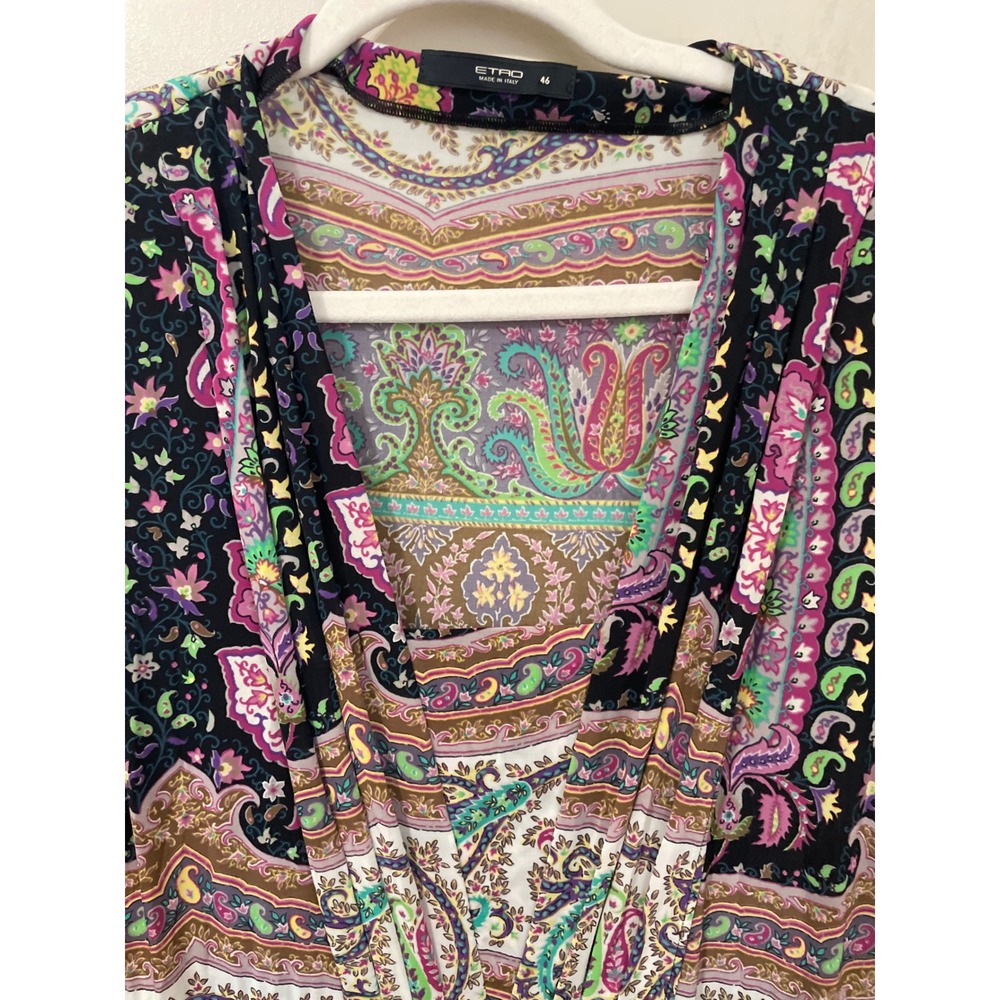 Etro Italy Paisley Stretch Jersey Midi Dress Multi Color Size IT 46 US 10 - Picture 7 of 11